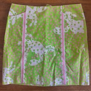 Lilly Pulitzer Lime/Pink Skirt w/ Applique size 4